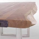 Stół do jadalni Homemotion z drewna akacjowego i stali nierdzewnej - Convo Viadurini