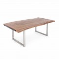 Stół do jadalni Homemotion z drewna akacjowego i stali nierdzewnej - Convo