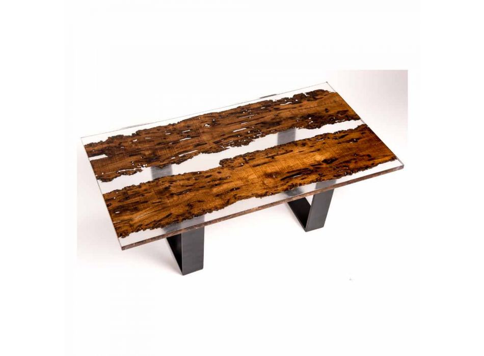 Stół jadalny w drewnie Giuda i ręcznie robiony bricola Viadurini