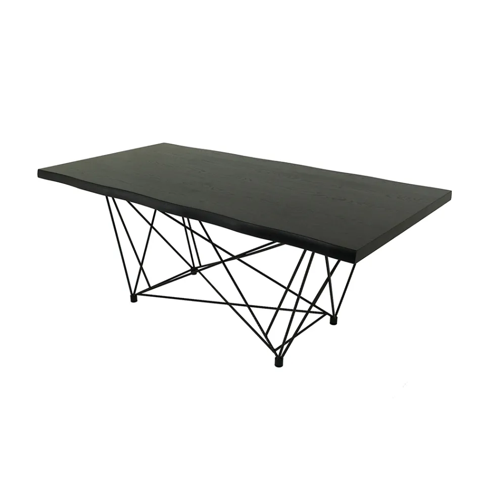 Stół do jadalni z fornirowanego drewna i stali Made in Italy - Ezzellino Viadurini