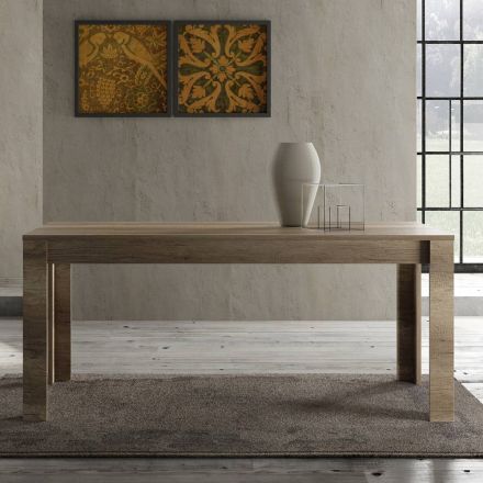 Stół do jadalni z drewna laminowanego z wykończeniem w kolorze jasnego orzecha Made in Italy - Clyde Viadurini