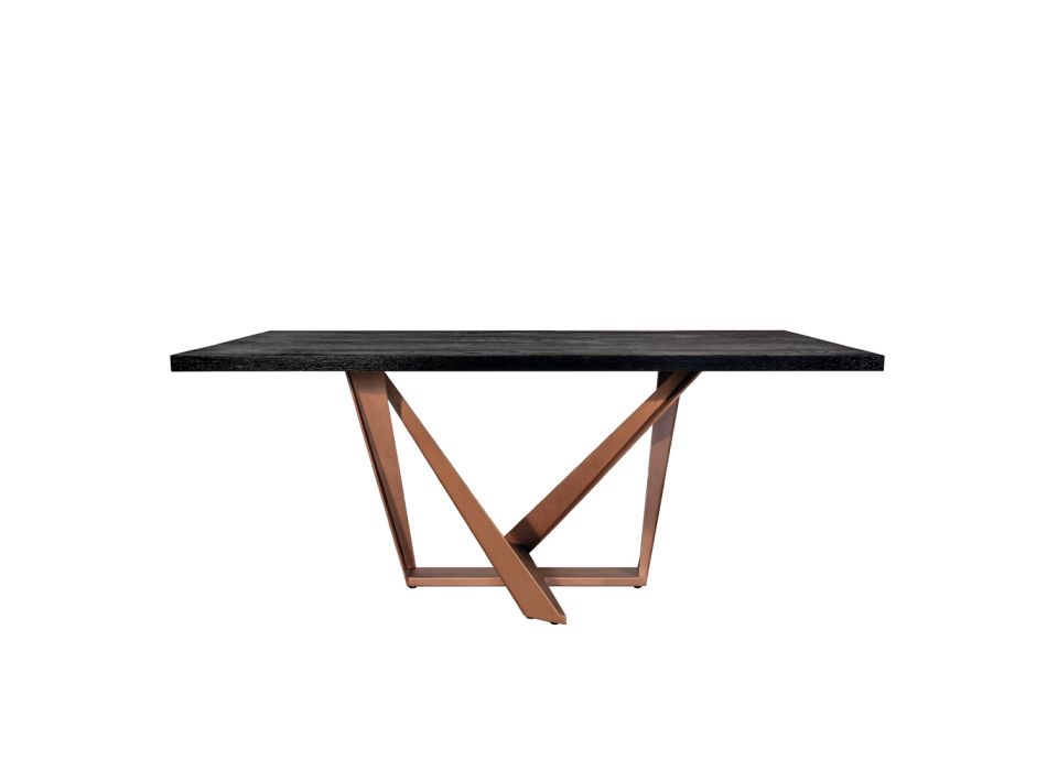 Stół do jadalni z drewna dębowego i metalu w kolorze miedzi Nuvolato Made in Italy - Patty Viadurini