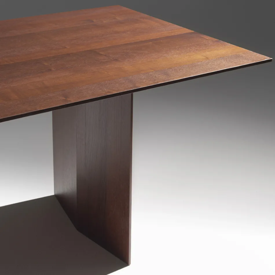 Stół jadalny ze sklejki fornirowanej jesionem poddanym obróbce cieplnej - Akwarium Viadurini