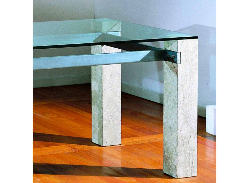 kamienny stół i szkło nowoczesny EBEA projekt Viadurini