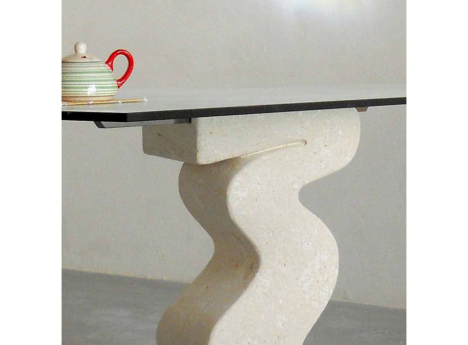 kamienny stół jadalny i nowoczesne projektowanie Anteros kryształowe Viadurini