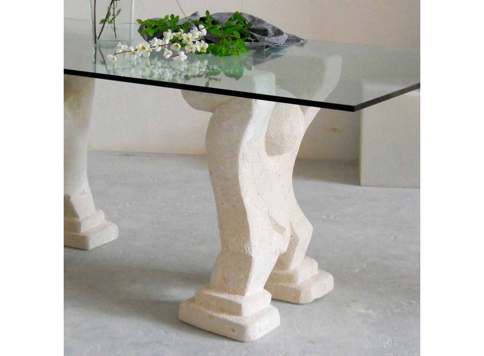 kamienny stół jadalny i nowoczesny design kryształ Medusa Viadurini