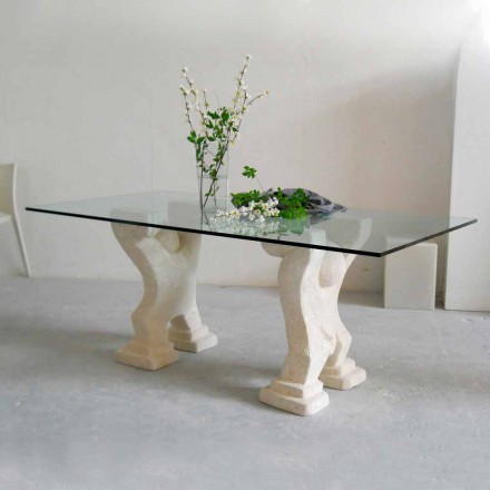 kamienny stół jadalny i nowoczesny design kryształ Medusa Viadurini