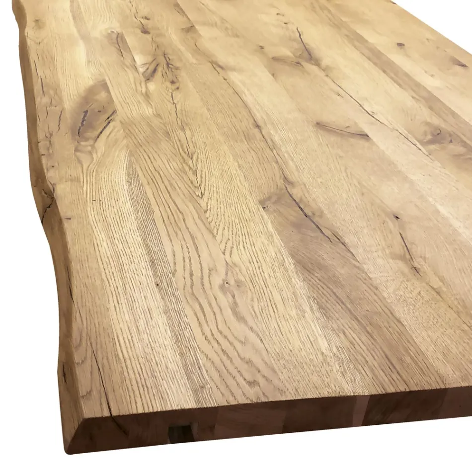 Stół do jadalni z dębu platerowanego Masellato i metalu Made in Italy - Riad Viadurini