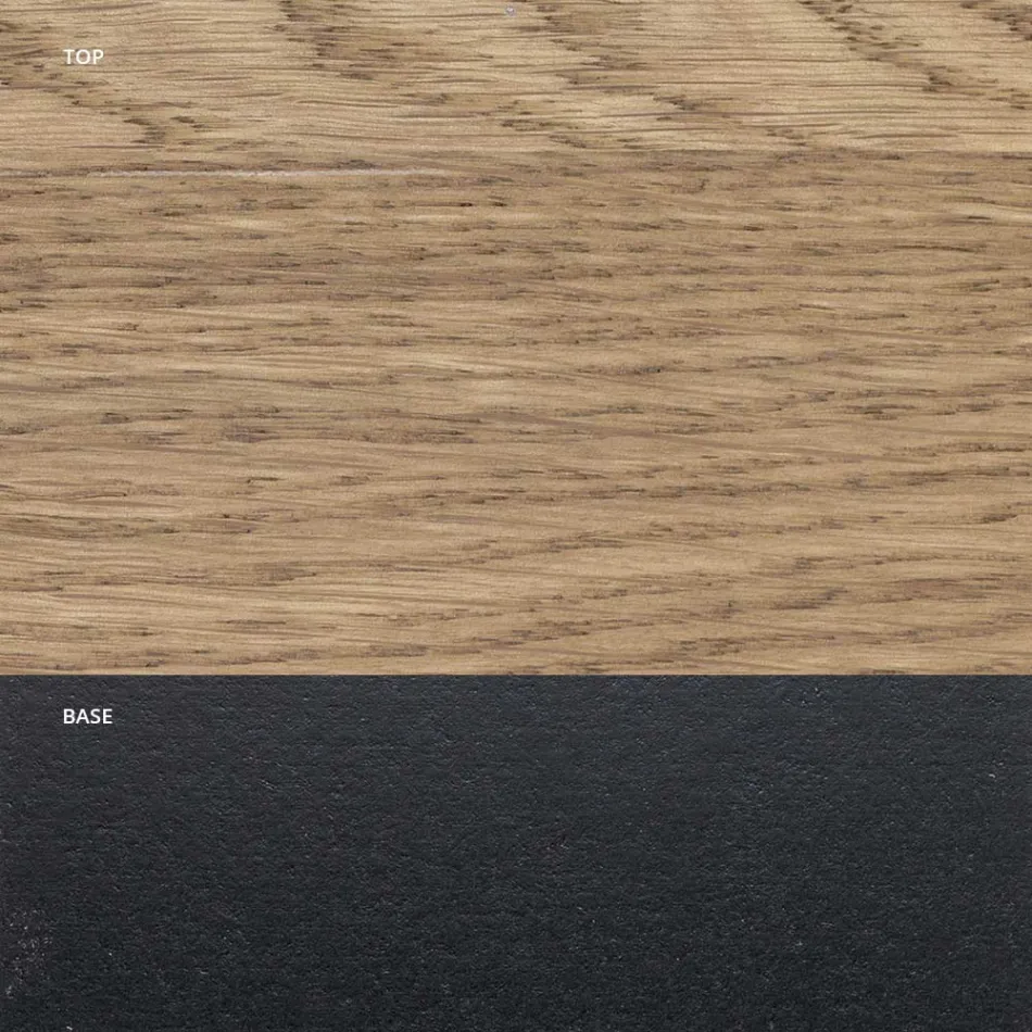 Stół do jadalni z dębu platerowanego Masellato i metalu Made in Italy - Riad Viadurini