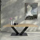 Stół do jadalni z dębu platerowanego Masellato i metalu Made in Italy - Riad Viadurini