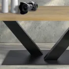 Stół do jadalni z dębu platerowanego Masellato i metalu Made in Italy - Riad Viadurini