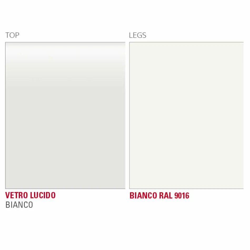 Stół do jadalni z białego szkła i malowanego metalu Made in Italy - Broszka Viadurini