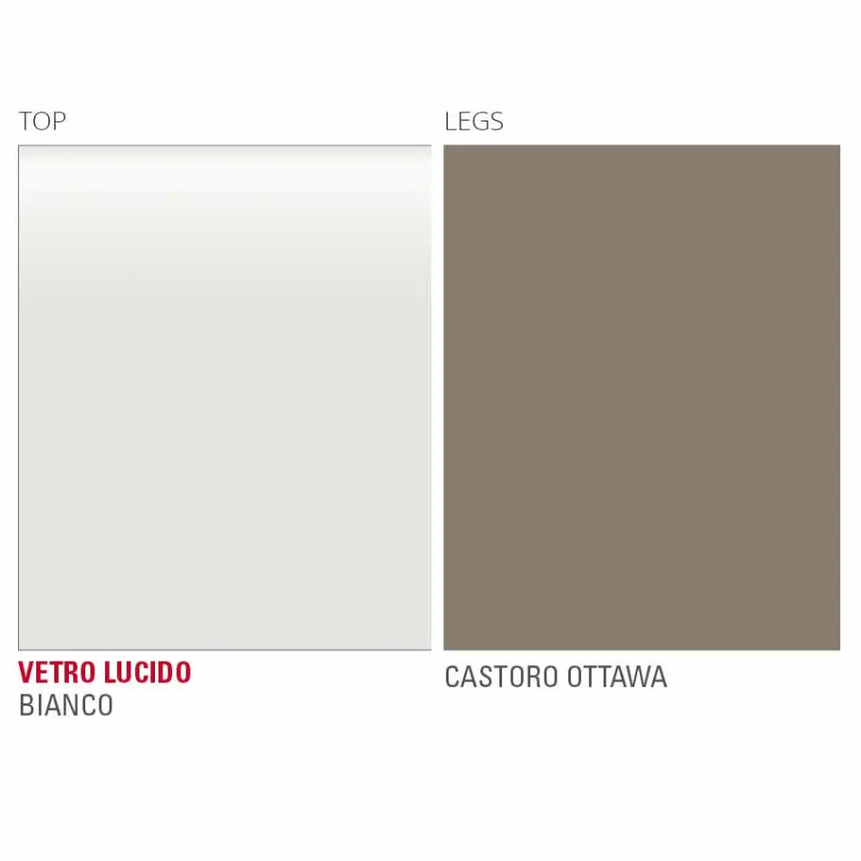 Stół do jadalni z białego szkła i malowanego metalu Made in Italy - Broszka Viadurini