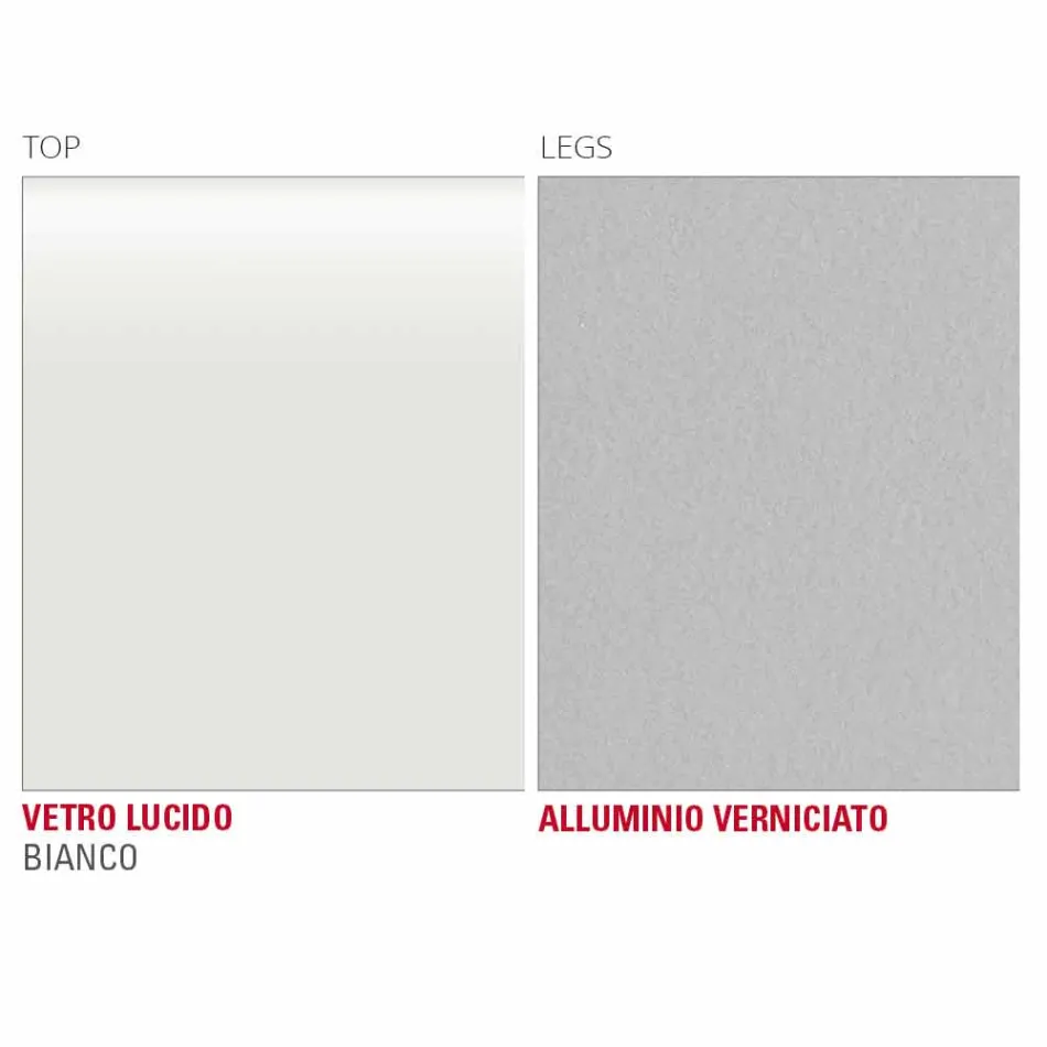 Stół do jadalni z białego szkła i malowanego metalu Made in Italy - Broszka Viadurini