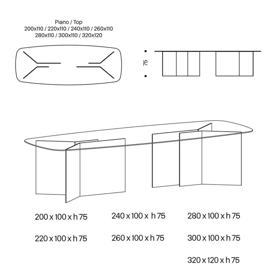 Szklany stół do jadalni z prostokątnym blatem Made in Italy - Charles Viadurini