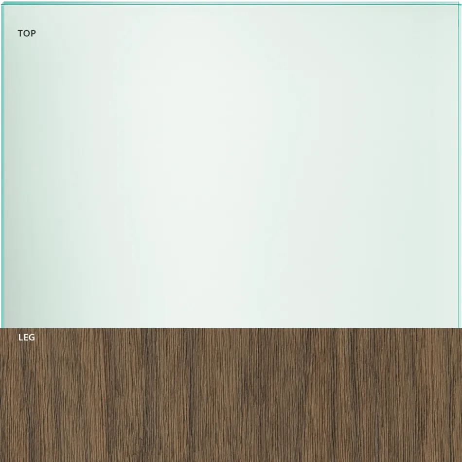 Stół do jadalni ze szkła i nogi z dębu lub orzecha Canaletto - Aschio Viadurini