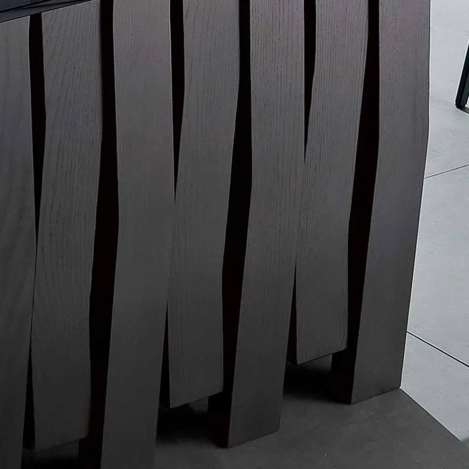 Stół ze szkła i litego drewna wykonany we Włoszech, Egisto Viadurini