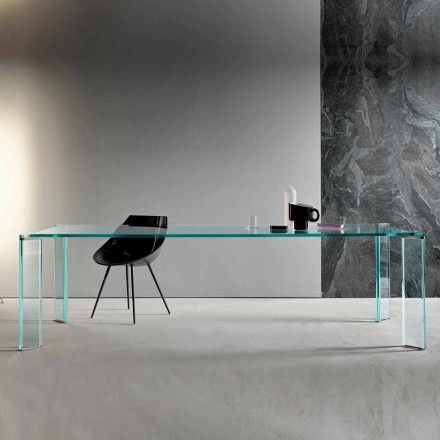 Stół do jadalni z bardzo przezroczystego szkła Luxury Design 4 Wymiary - Kuduro Viadurini