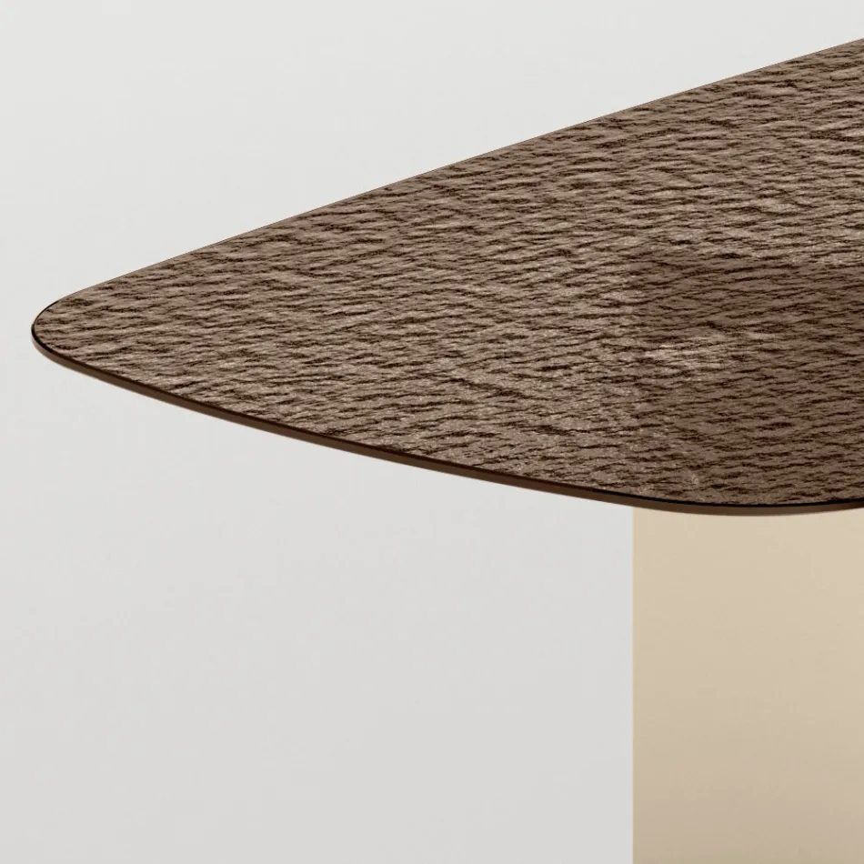 Stół jadalny Made in Italy Design ze szkła topionego w kolorze brązowym lub dymnym - Moro Viadurini