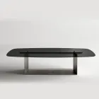 Stół jadalny Made in Italy Design ze szkła topionego w kolorze brązowym lub dymnym - Moro Viadurini
