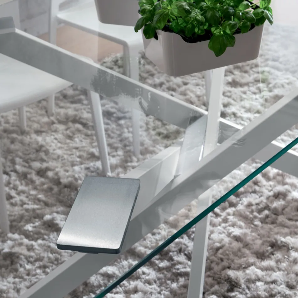 Luksusowy stół do jadalni ze szkła hartowanego i metalu wyprodukowany we Włoszech - Carlino Viadurini