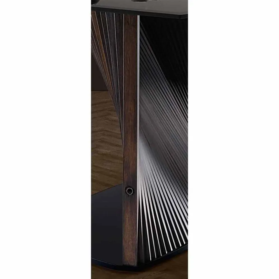 Nowoczesny stół do jadalni z gresu i drewna jesionowego Made in Italy - Croma Viadurini