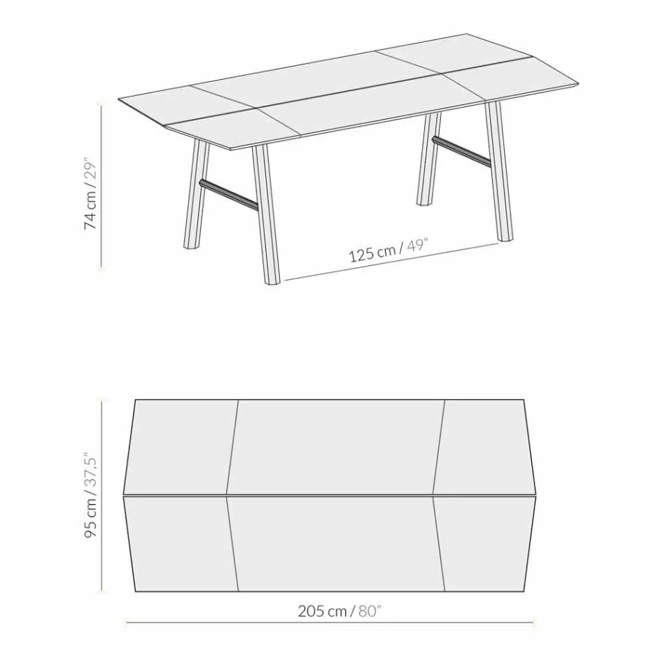 Nowoczesny stół do jadalni z drewna jesionowego z czarnymi lub złotymi detalami - Andria Viadurini