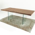 Nowoczesny stół do jadalni z fornirowanego drewna i szkła Made in Italy - Strappo Viadurini