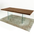 Nowoczesny stół do jadalni z fornirowanego drewna i szkła wyprodukowany we Włoszech - Strappo Viadurini