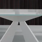 Nowoczesny stół do jadalni ze szkła i białej stali Made in Italy - Dalmacja Viadurini