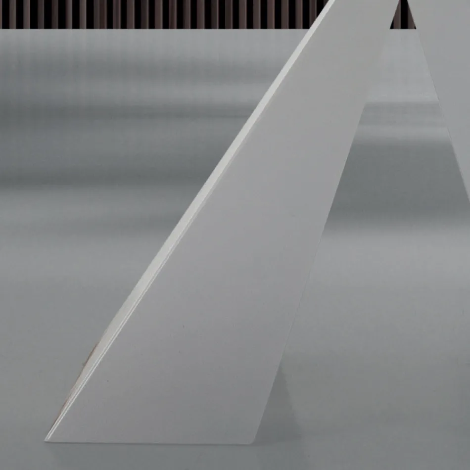 Nowoczesny stół do jadalni ze szkła i białej stali Made in Italy - Dalmacja Viadurini