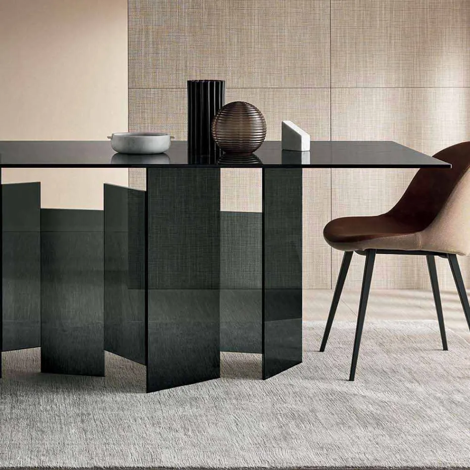 Nowoczesny stół do jadalni na zewnątrz lub wędzone szkło Made in Italy - Random Viadurini