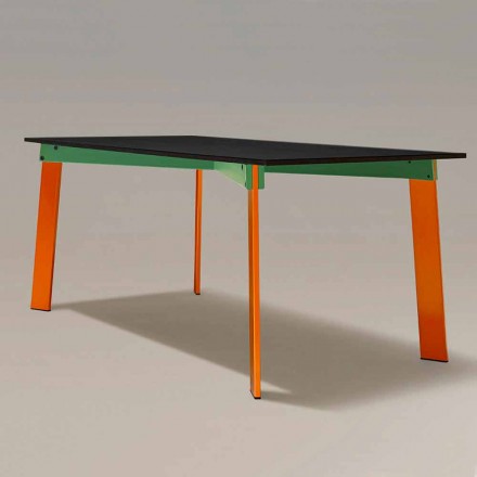 Nowoczesny stół do jadalni z drewnianym blatem i stalową podstawą Made in Italy - Aronte Viadurini