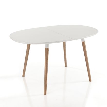 Rozkładany owalny stół do jadalni do 240 cm w kolorze białym Mdf - Rodrigo Viadurini