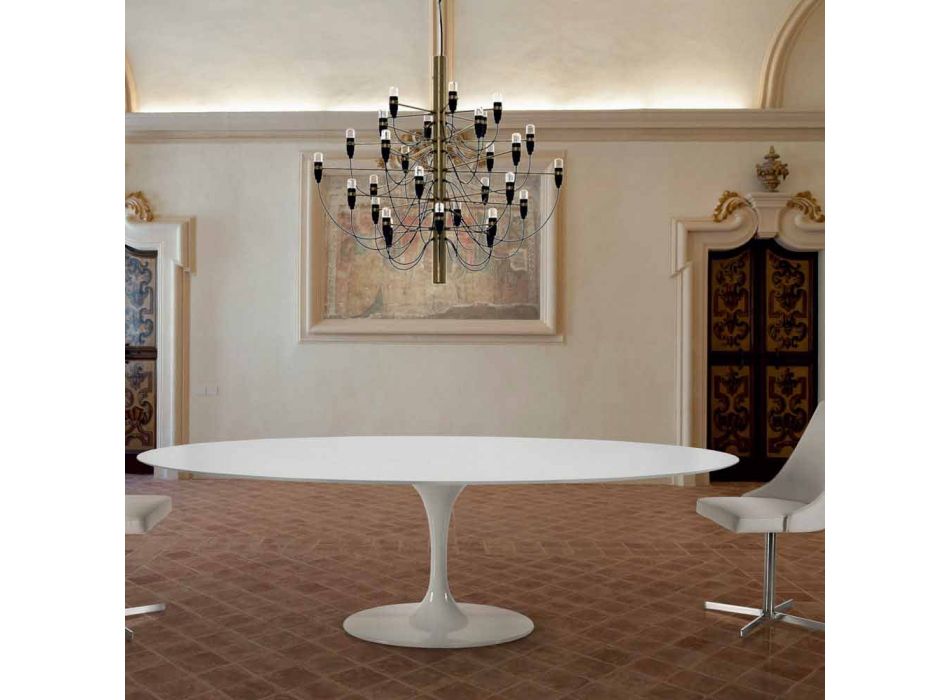 Owalny stół do jadalni z laminatu i aluminium Made in Italy, cenny - dolary Viadurini