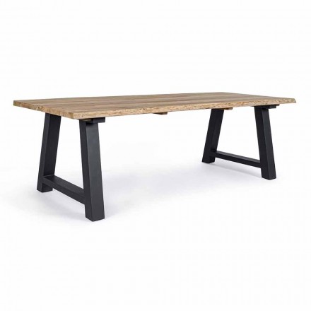 Stół do jadalni z drewna tekowego i aluminium, Homemotion - Rolando Viadurini