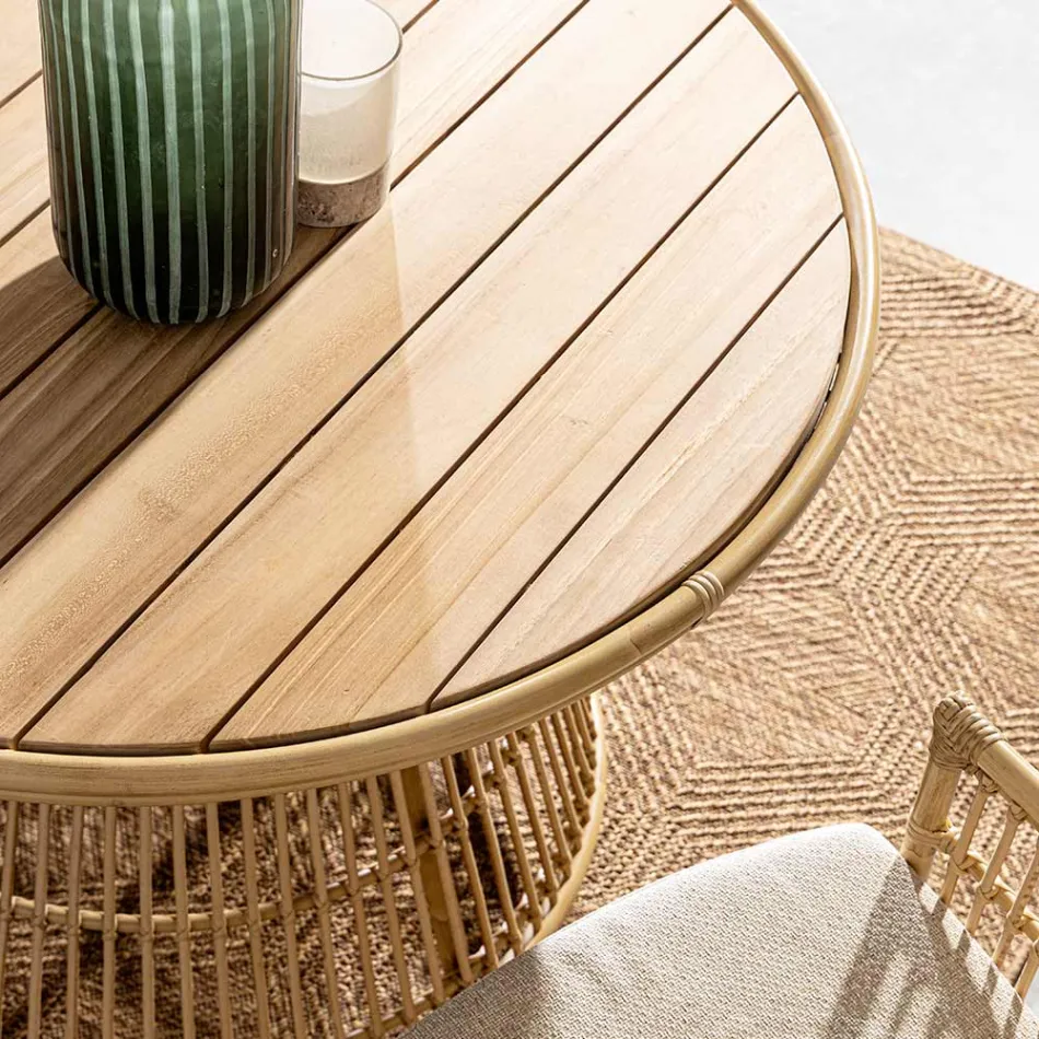 Stół ogrodowy z aluminium i drewna tekowego-Svlk - Matter Viadurini