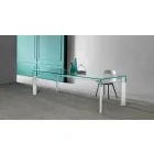 Stół do jadalni Szklany blat i podstawa z litego drewna Made in Italy - Presino Viadurini