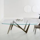 Stół do jadalni ze szklanym blatem i nogami z poliuretanu 2 rozmiary - Stalto Viadurini