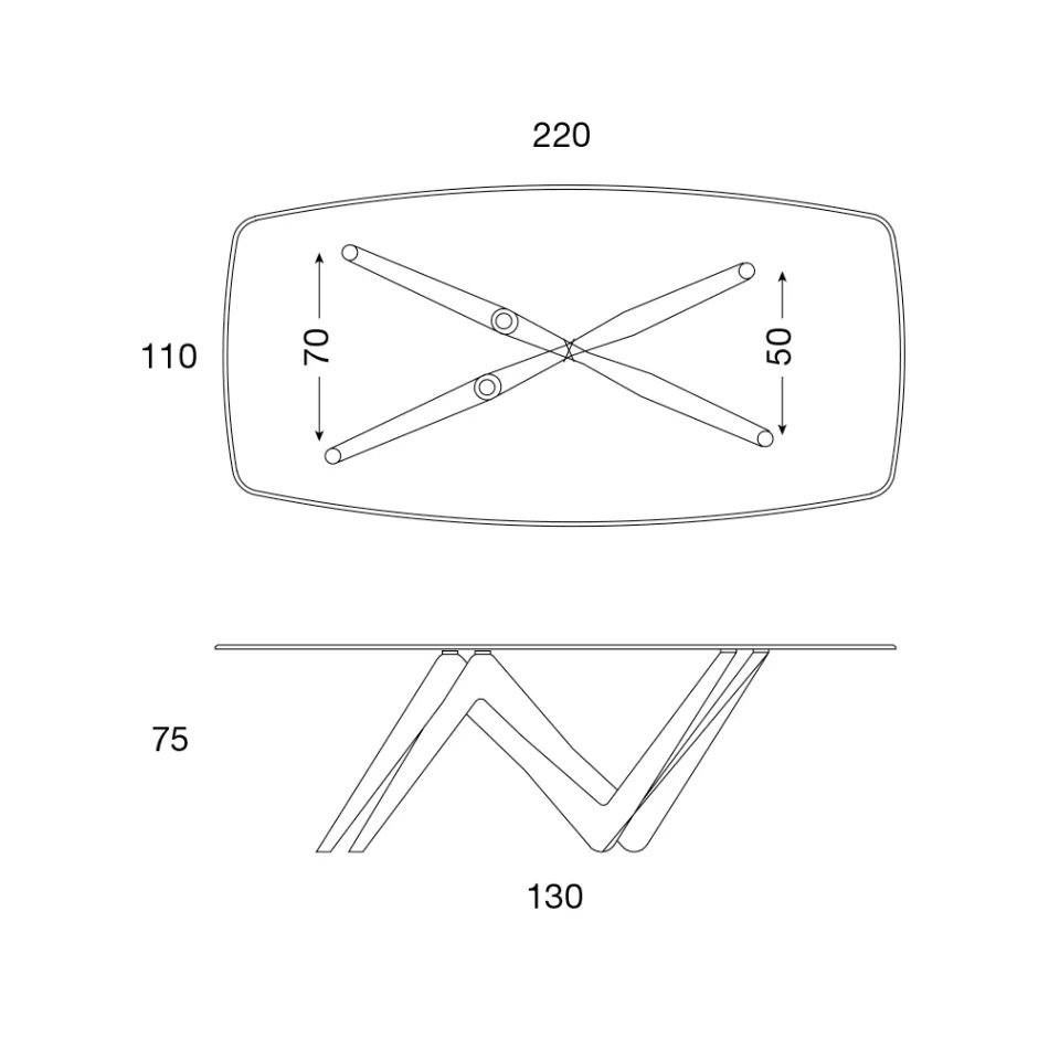 Stół do jadalni ze szklanym blatem i nogami z poliuretanu 2 rozmiary - Stalto Viadurini