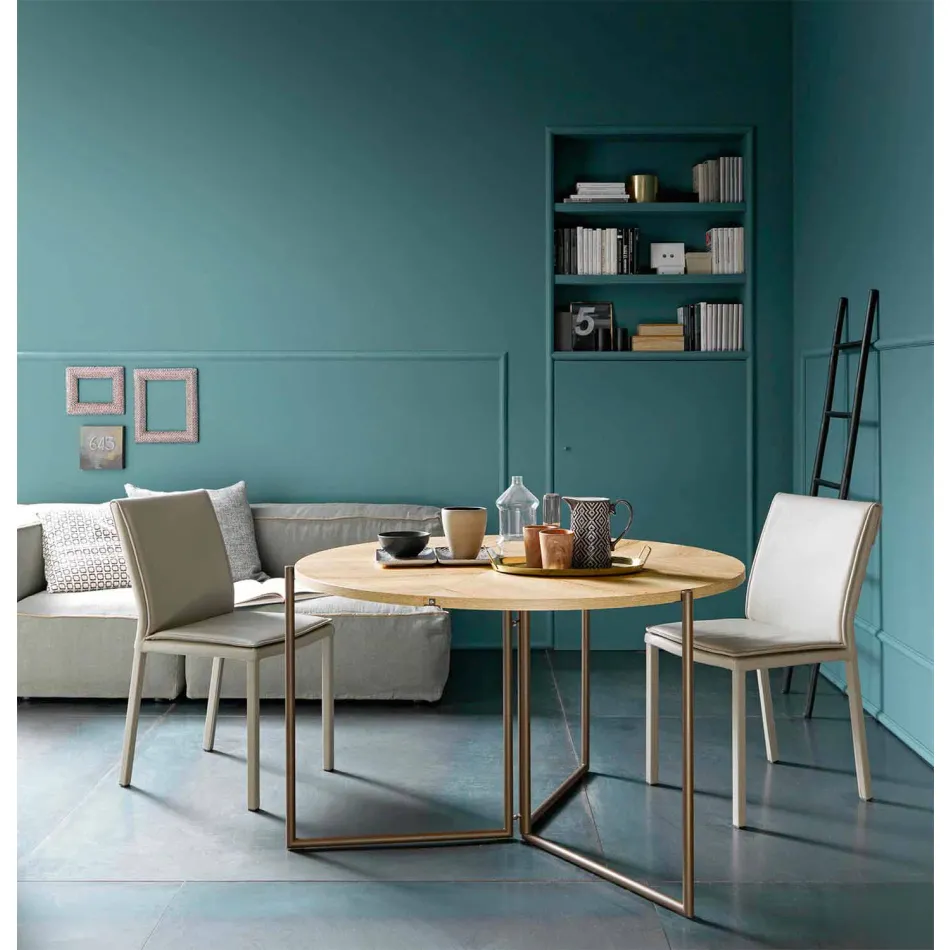 Nowoczesny składany stół z drewna i metalu Made in Italy - Menelao Viadurini