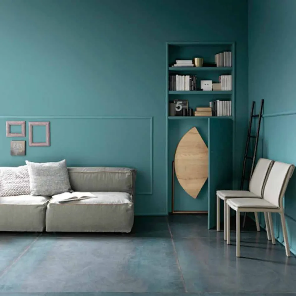 Nowoczesny składany stół z drewna i metalu Made in Italy - Menelao Viadurini