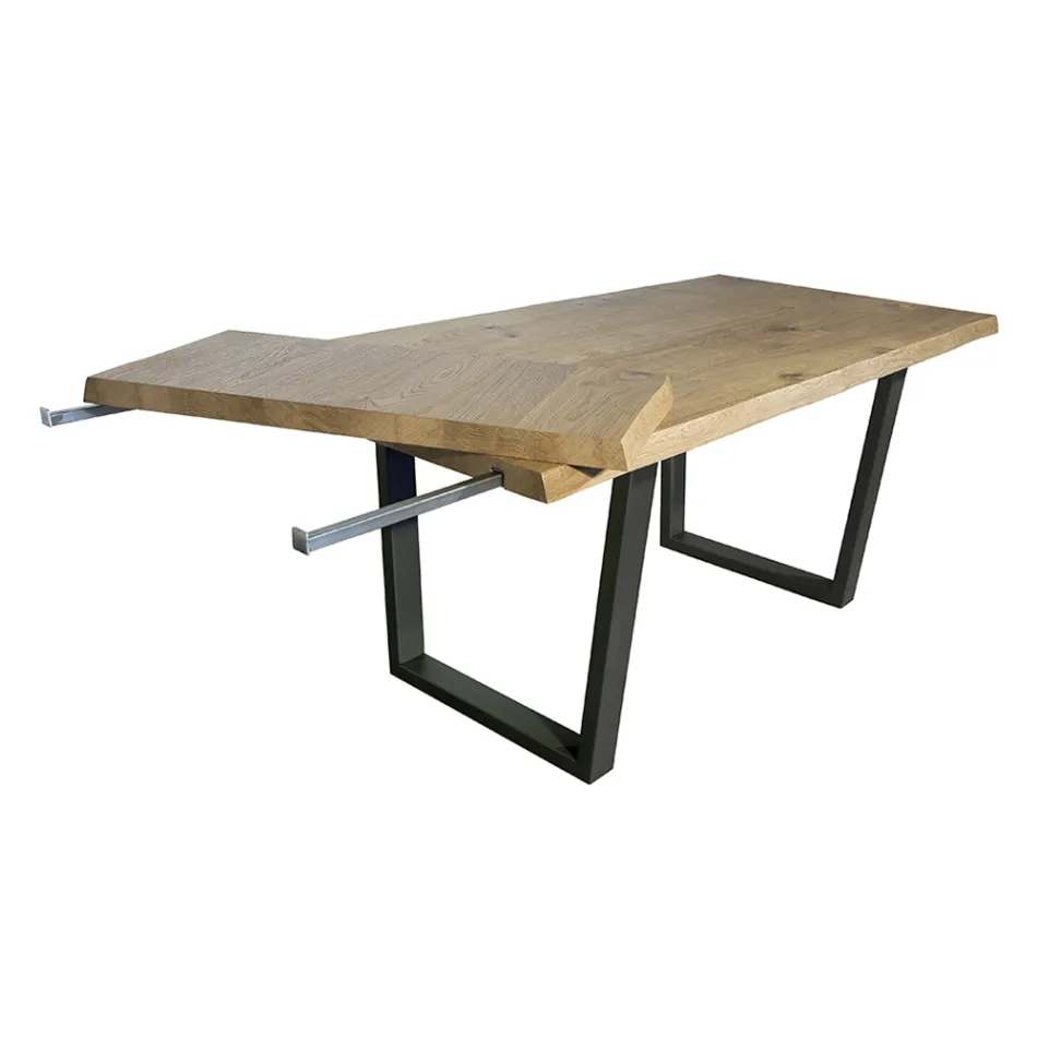 Stół do jadalni platerowany dębem sękanym Masellato Made in Italy - Pilar Viadurini