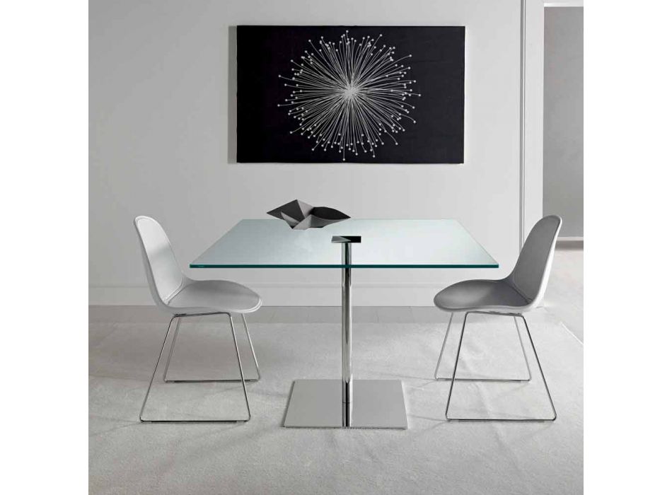 Kwadratowy stół do jadalni w ultralekkim szkle i metalu Made in Italy - Dolce Viadurini