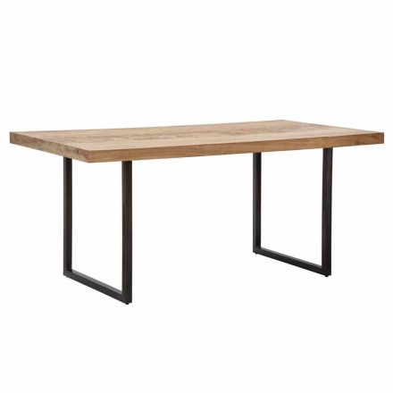 Prostokątny stół do jadalni z drewna akacjowego i żelaza - Hattie Viadurini