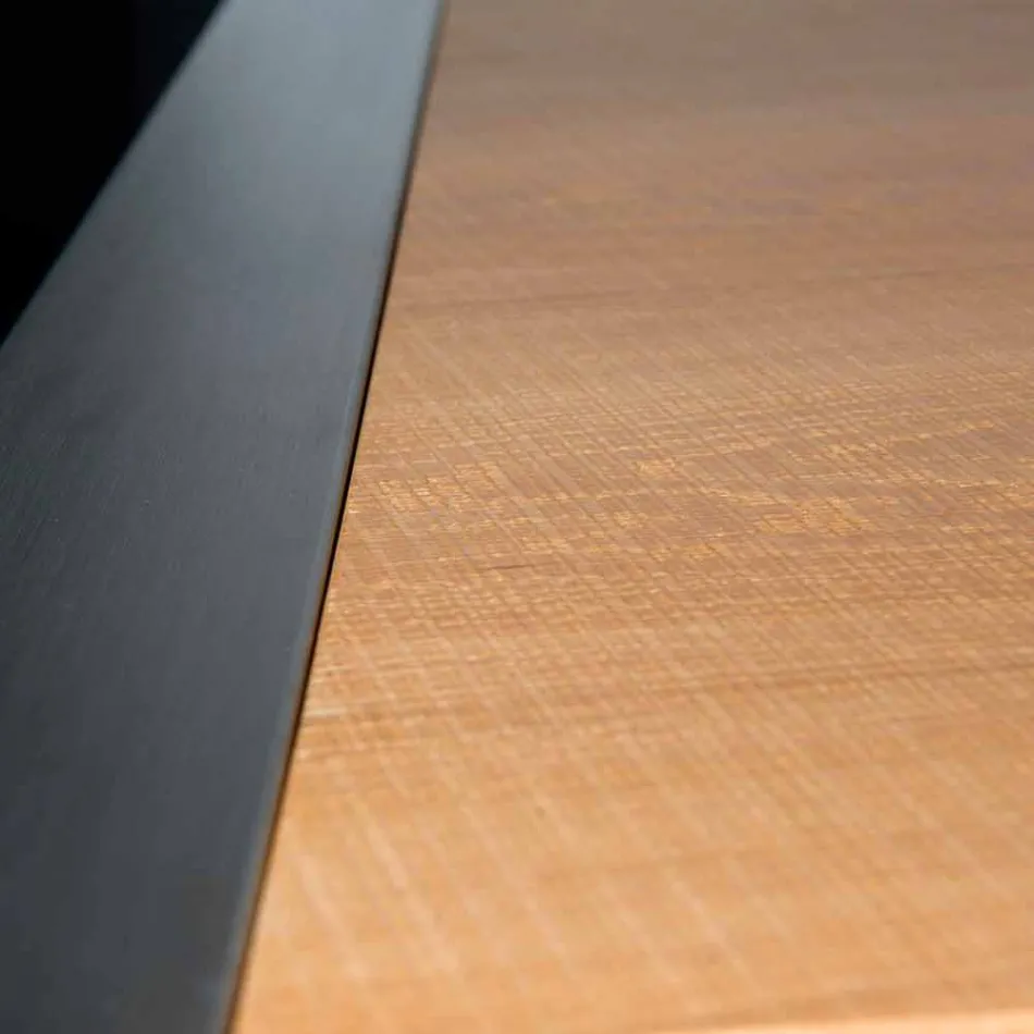 Prostokątny stół z drewna dębowego i stali Frodo Viadurini