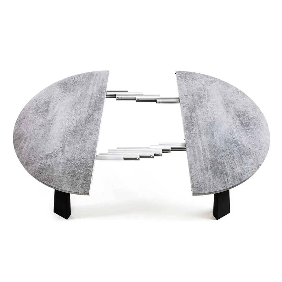 Okrągły stół do jadalni z możliwością przedłużenia do 370 cm z drewna i metalu - Caimano Viadurini