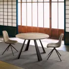 Okrągły stół do jadalni z możliwością przedłużenia do 370 cm z drewna i metalu - Caimano Viadurini