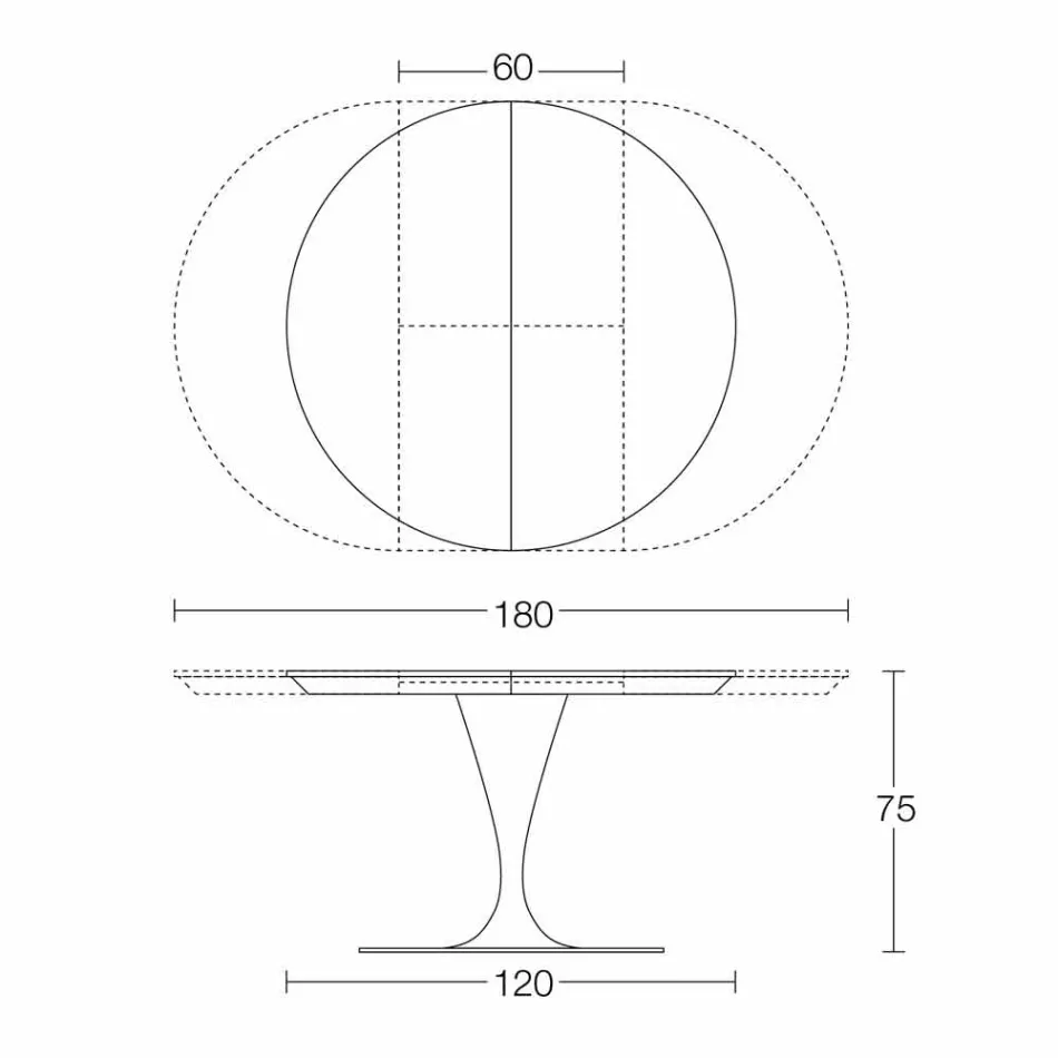 Okrągły rozkładany stół do jadalni z ceramiki Laminam Made in Italy - Lupetto Viadurini