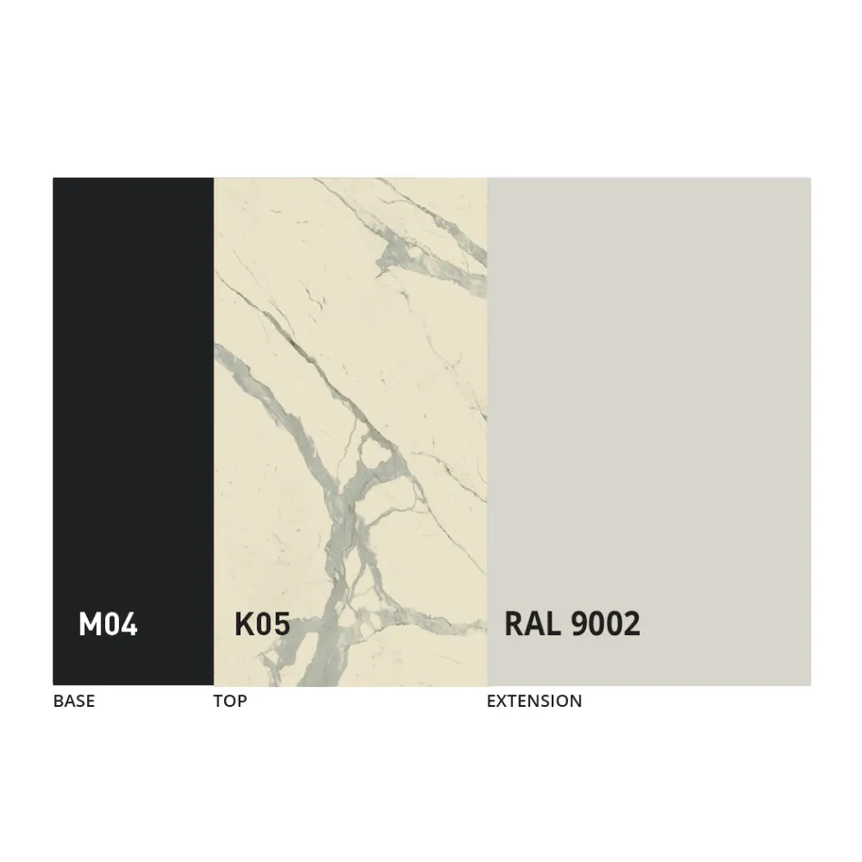 Okrągły rozkładany stół do jadalni z ceramiki Laminam Made in Italy - Lupetto Viadurini